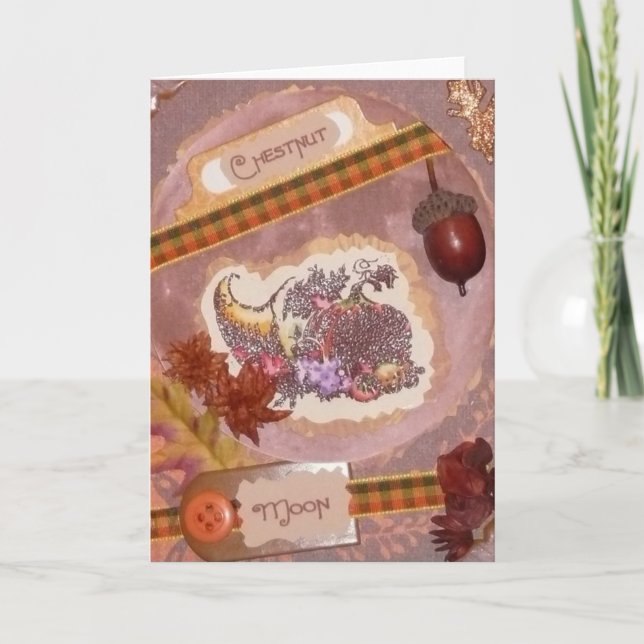Cartes Pour Fêtes Annuelles CHESTNUT Moon FAIRY Grey Card Harvest (Devant)