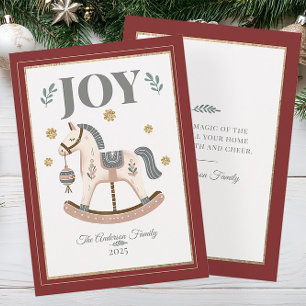 Cartes Pour Fêtes Annuelles Cheval à bascule de Noël rustique vintage