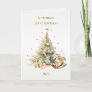 Cartes Pour Fêtes Annuelles Cheval à rocher Pine Baby 1er Noël