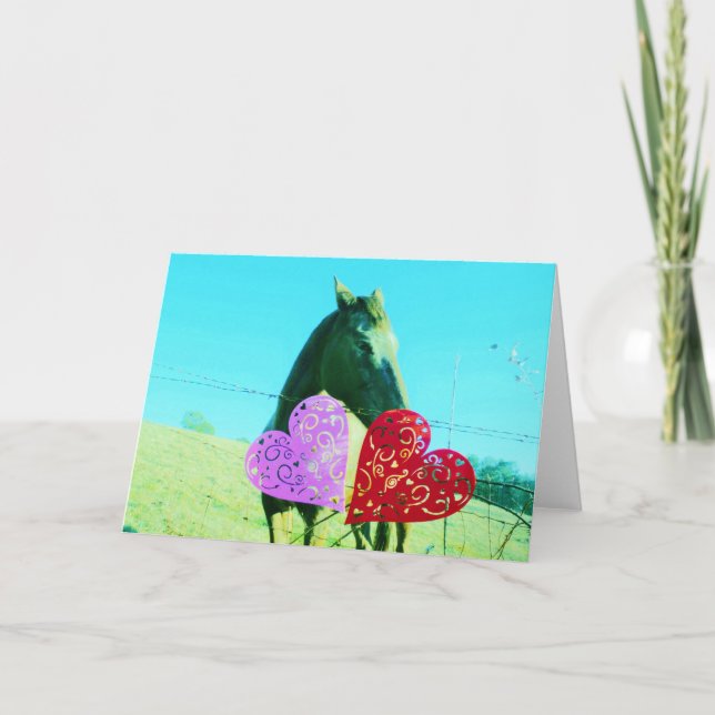 Cartes Pour Fêtes Annuelles Cheval blanc et Brown Valentine Heart (Devant)