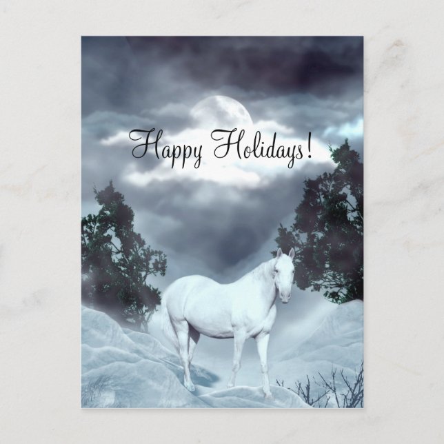 Cartes Pour Fêtes Annuelles Cheval blanc Joyeuses fêtes (Devant)