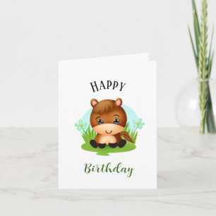 Cartes Pour Fêtes Annuelles Cheval brun mignon