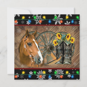 Cartes Pour Fêtes Annuelles  Cheval Cowboy Bottes Cowboy Casquette Noël