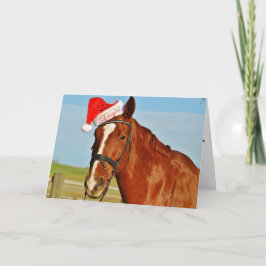 Cartes Pour Fêtes Annuelles Cheval dans un chapeau de Père Noël