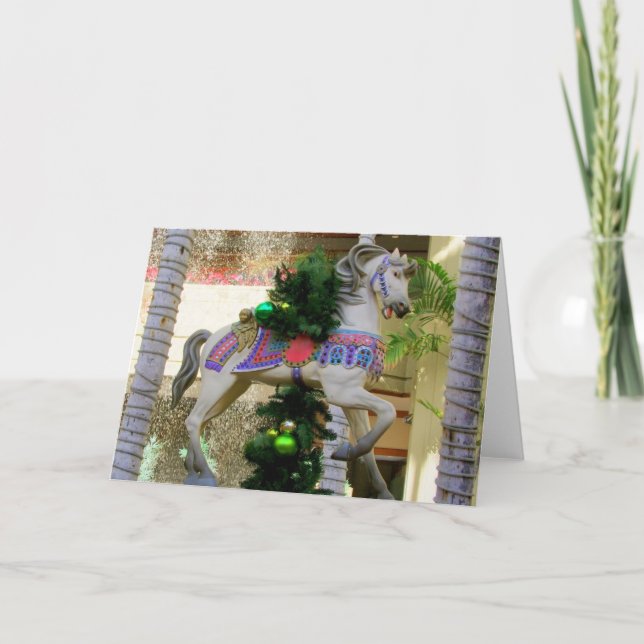 Cartes Pour Fêtes Annuelles Cheval de carrousel de Noël - 2 (Devant)
