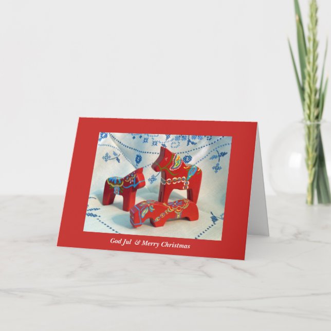 Cartes Pour Fêtes Annuelles Cheval de Dieu Jul Dala (Devant)