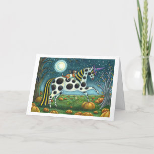 CARTES POUR FÊTES ANNUELLES CHEVAL DE FANTASIE PONEY TACHETÉ D'HALLOWEEN & CHA