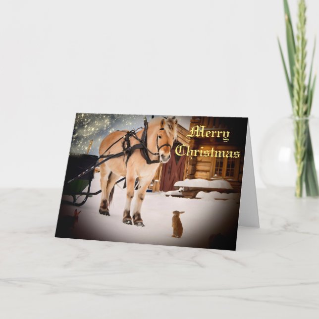 Cartes Pour Fêtes Annuelles Cheval de la ferme de Noël (Devant)