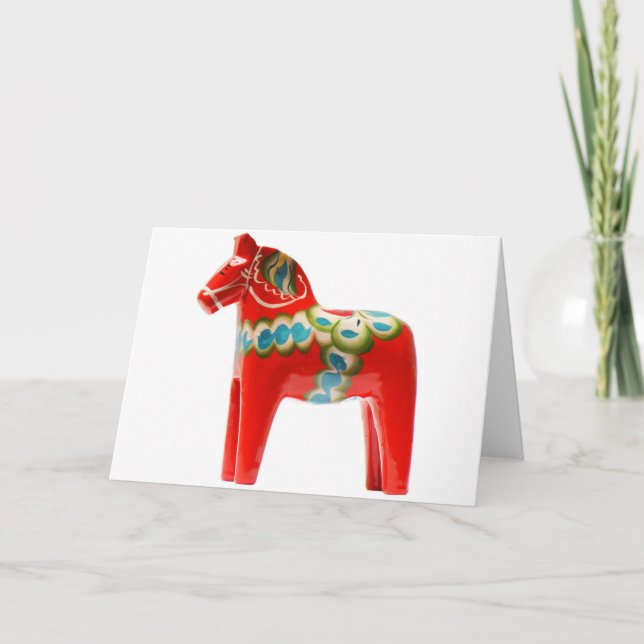 Cartes Pour Fêtes Annuelles Cheval de la Suède Dala (Devant)