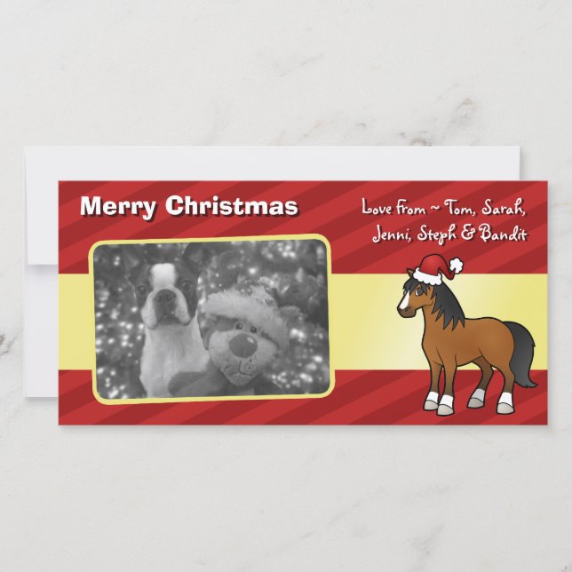 Cartes Pour Fêtes Annuelles Cheval de Noël (Devant)