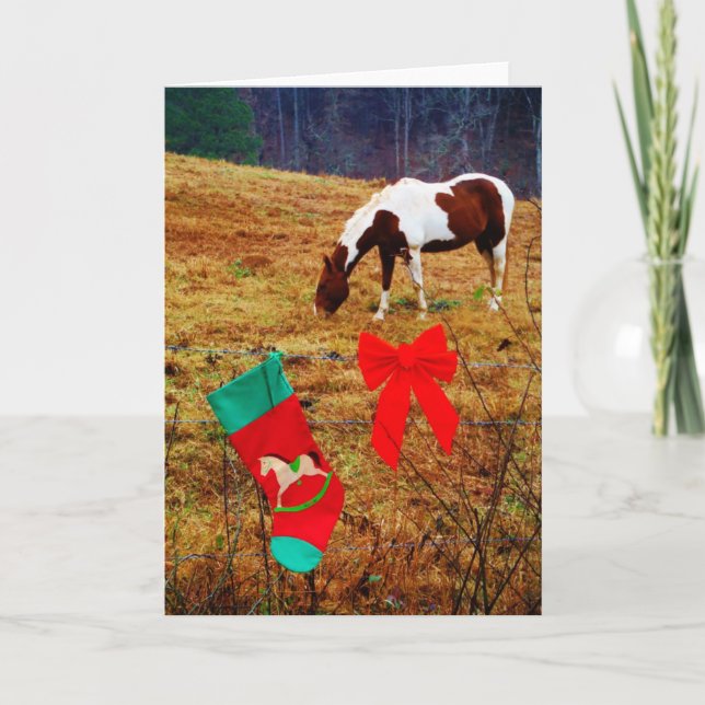 Cartes Pour Fêtes Annuelles Cheval de Noël (Devant)