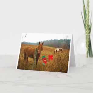 Cartes Pour Fêtes Annuelles Cheval de Noël avec arc et stockage