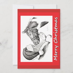 Cartes Pour Fêtes Annuelles Cheval de Noël et Père Noël