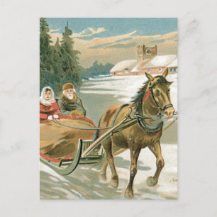 Cartes Pour Fêtes Annuelles Cheval de Noël et Sleigh
