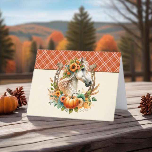 Cartes Pour Fêtes Annuelles Cheval de Thanksgiving (Enjoy this Beautiful Thanksgiving Horse design! Personalize with your favorite message!)