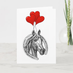 Cartes Pour Fêtes Annuelles Cheval et Coeurs Saint Valentin