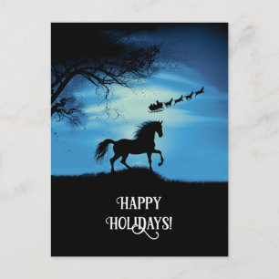 Cartes Pour Fêtes Annuelles Cheval et Père Noël Joyeux Noël