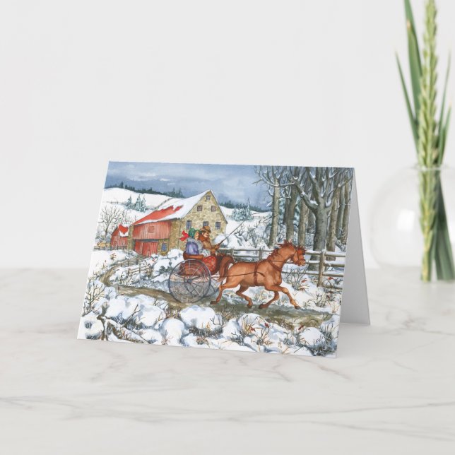 Cartes Pour Fêtes Annuelles Cheval et transport (Devant)