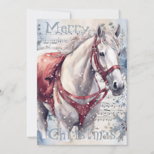 Cartes Pour Fêtes Annuelles Cheval hiver Aquarelle de Noël