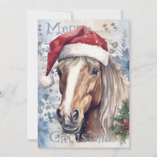 Cartes Pour Fêtes Annuelles Cheval hiver Aquarelle de Noël