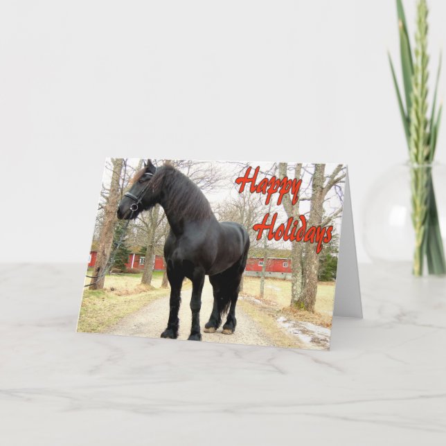 Cartes Pour Fêtes Annuelles Cheval Holidays.jpg heureux (Devant)