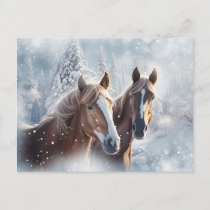 Cartes Pour Fêtes Annuelles Cheval Joyeuses Fêtes de Noël Neige