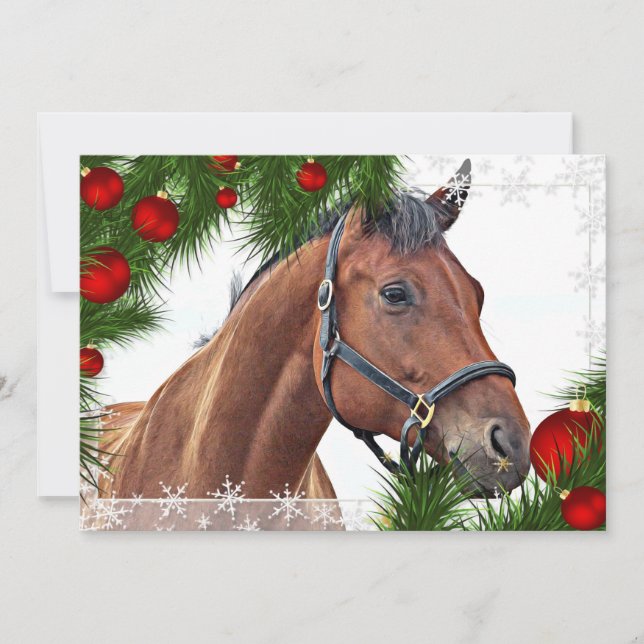 Cartes Pour Fêtes Annuelles Cheval Joyeux Noël équestre équine Cute Pony (Devant)