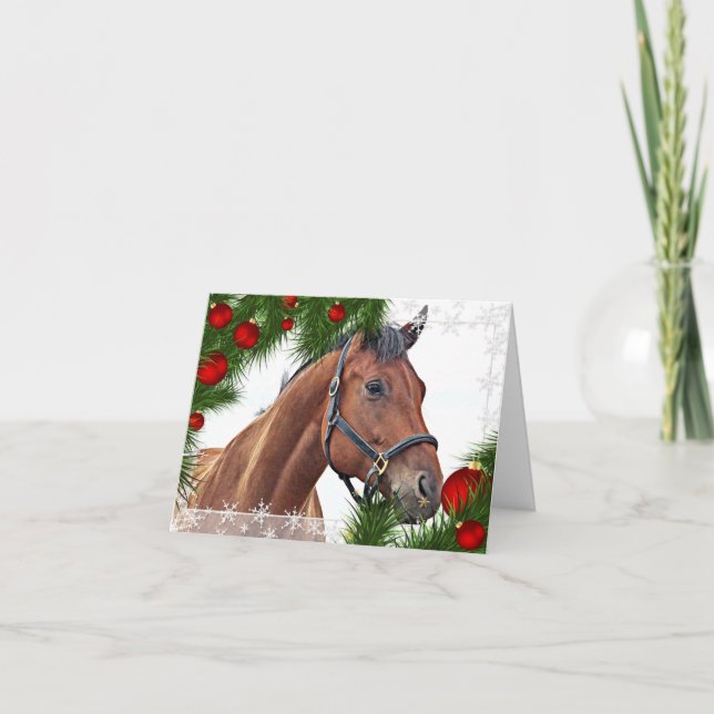 Cartes Pour Fêtes Annuelles Cheval Lover équestre mignon Pony Joyeux Noël (Devant)