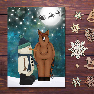Cartes Pour Fêtes Annuelles Cheval mignon, Snowman, Père Noël et Reindeer Noël