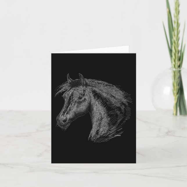Cartes Pour Fêtes Annuelles Cheval : Noir (Devant)