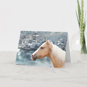 Cartes Pour Fêtes Annuelles Cheval palomino d'hiver