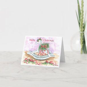 Cartes Pour Fêtes Annuelles Cheval rocheux avec ampoules rouges de Noël