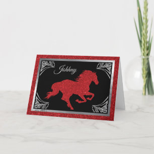 Cartes Pour Fêtes Annuelles Cheval romantique et coeur Valentine