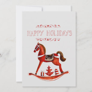 Cartes Pour Fêtes Annuelles Cheval Rouge Rocking