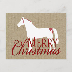 Cartes Pour Fêtes Annuelles Cheval rustique rouge et blanc Noël