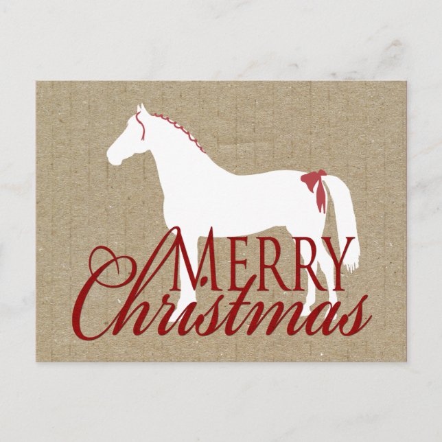 Cartes Pour Fêtes Annuelles Cheval rustique rouge et blanc Noël (Devant)