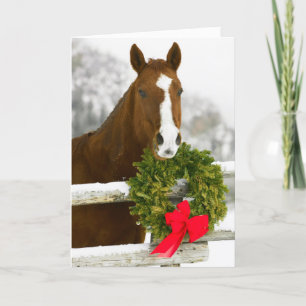 Cartes Pour Fêtes Annuelles Cheval surplombant la clôture
