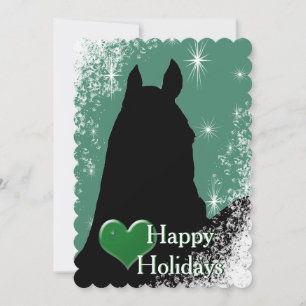 Cartes Pour Fêtes Annuelles Chevaux de Coeur I Holiday (vert)