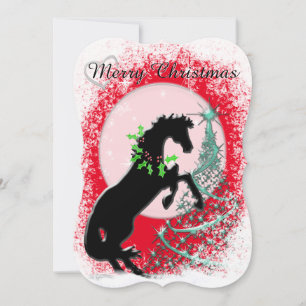 Cartes Pour Fêtes Annuelles Chevaux de coeur V (arbre vert)