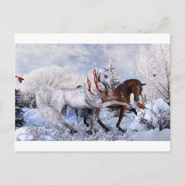 Cartes Pour Fêtes Annuelles Chevaux de Noël (Devant)