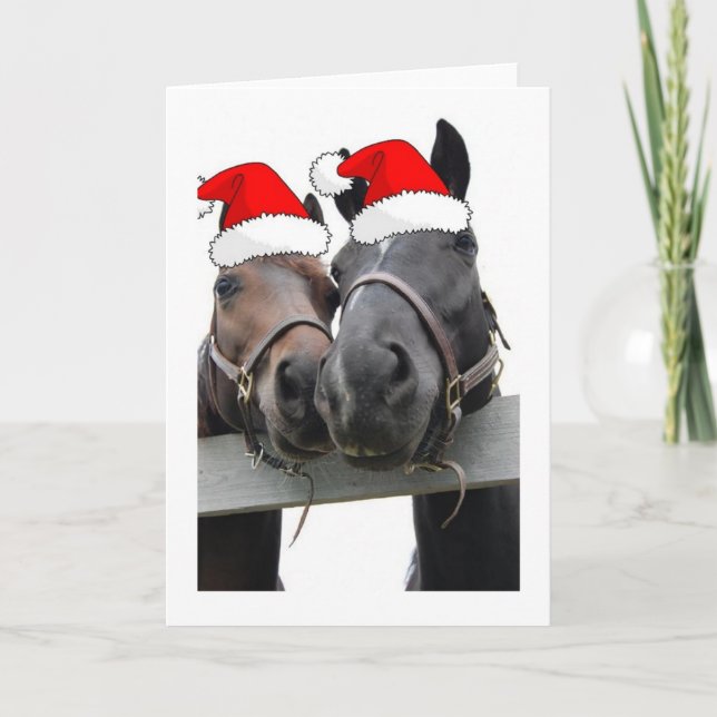 Cartes Pour Fêtes Annuelles Chevaux de Noël (Devant)