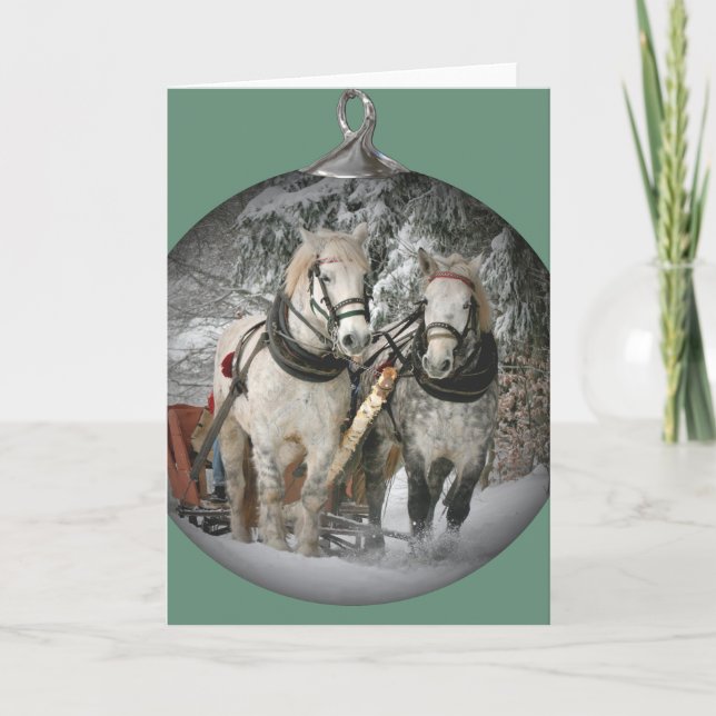 Cartes Pour Fêtes Annuelles Chevaux de Noël (Devant)