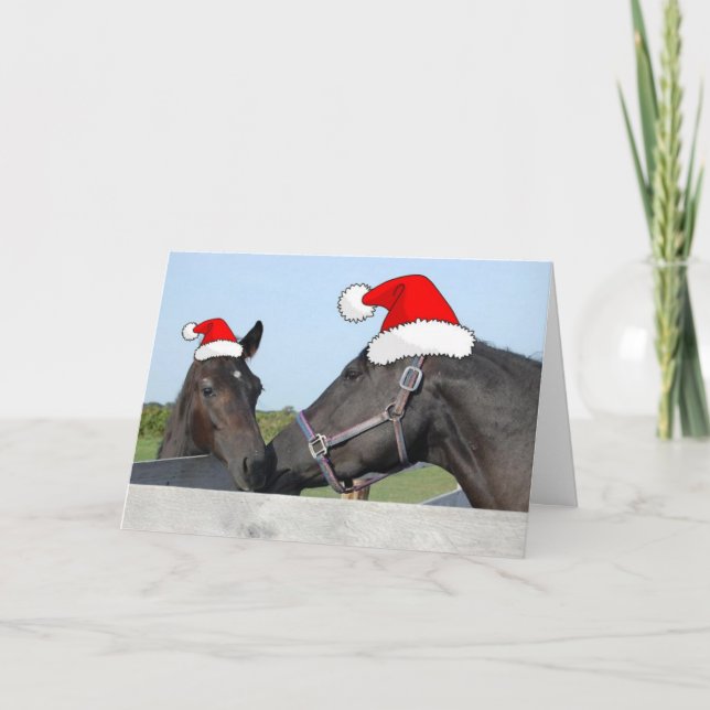 Cartes Pour Fêtes Annuelles Chevaux de Noël (Devant)