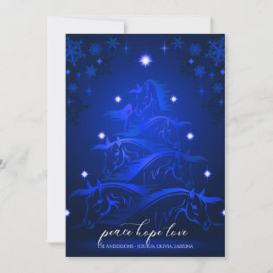 Cartes Pour Fêtes Annuelles Chevaux de Noël bleu de la mi-nuit
