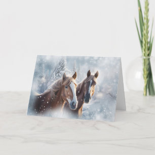 Cartes Pour Fêtes Annuelles Chevaux de Noël Joyeuses Fêtes Jolies Chevaux