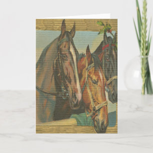 Cartes Pour Fêtes Annuelles Chevaux de Noël rustiques et vintage Baies sèches