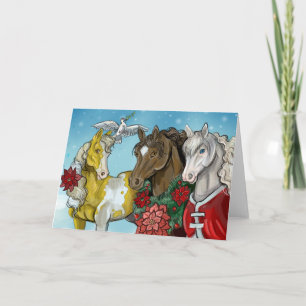 Cartes Pour Fêtes Annuelles Chevaux de vacances