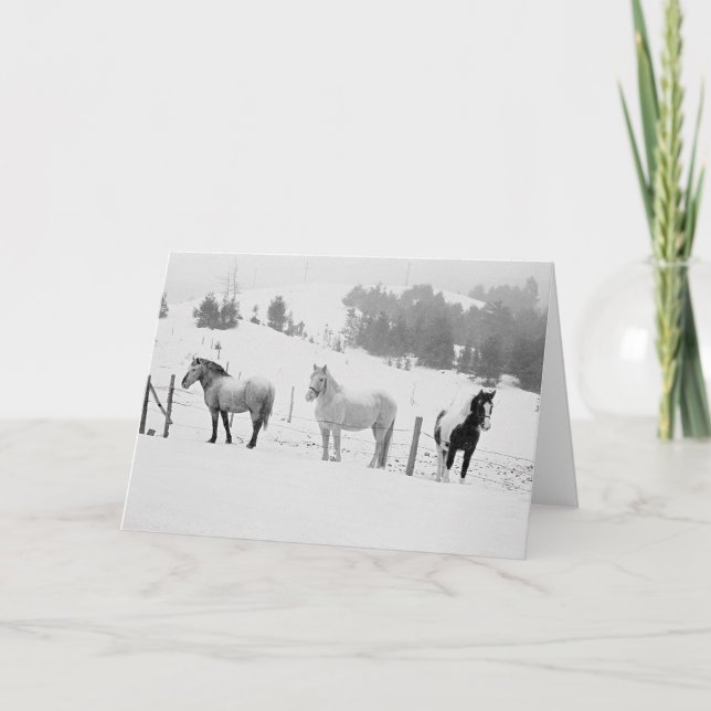 Cartes Pour Fêtes Annuelles Chevaux En Hiver (Devant)