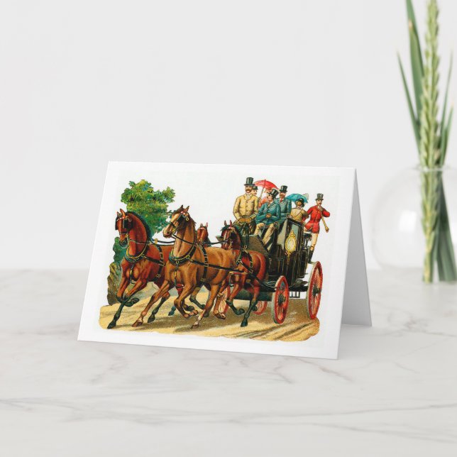 Cartes Pour Fêtes Annuelles Chevaux et chariot (Devant)