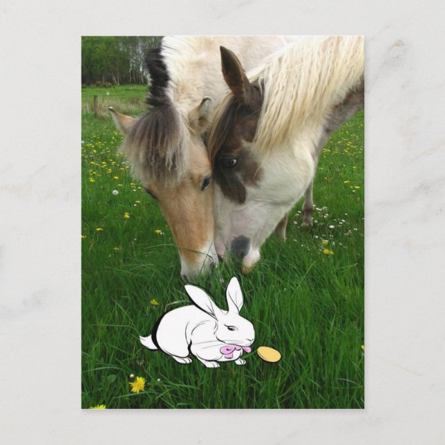 Cartes Pour Fêtes Annuelles Chevaux et lapin de Pâques (Devant)